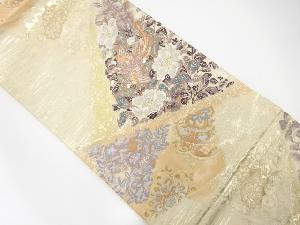 アンティーク 尾長鳥に草花模様織り出し袋帯(材料)